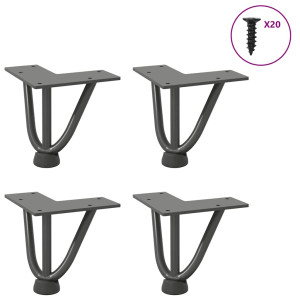 Patas de mesa tipo horquilla 4 uds acero macizo antracita 10 cm D