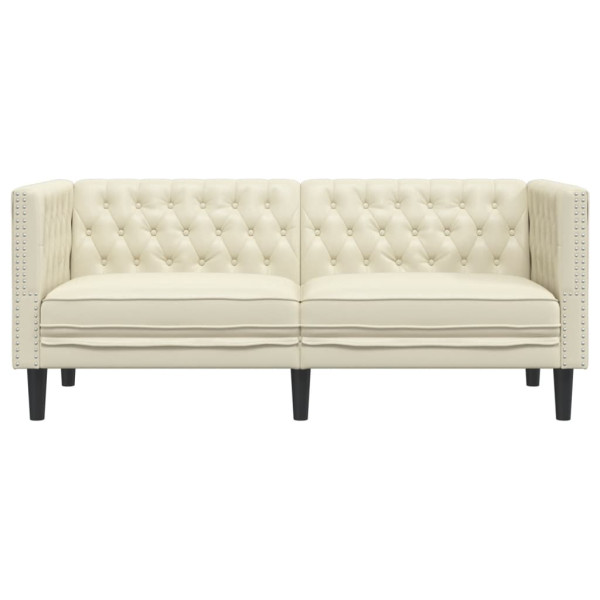 Sofá Chesterfield de 2 plazas cuero artificial blanco crema M 4
