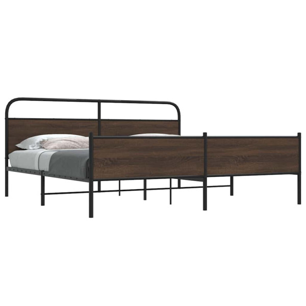 Estructura de cama sin colchón metal roble marrón 183x213 cm D