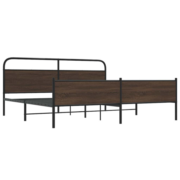 Estructura de cama sin colchón metal roble marrón 183x213 cm M 3