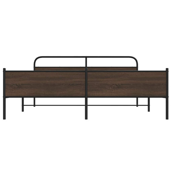 Estructura de cama sin colchón metal roble marrón 183x213 cm M 5