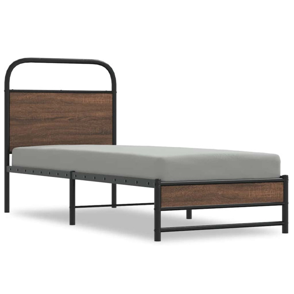 Estructura de cama sin colchón 75x190 cm madera marrón roble M 2