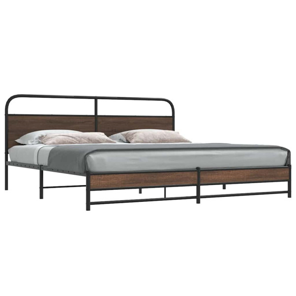 Estructura de cama sin colchón metal roble marrón 200x200 cm D