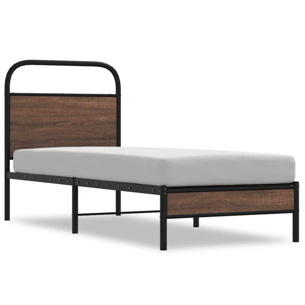 Estructura de cama sin colchón 75x190 cm madera marrón roble M 2