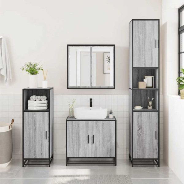 Armario de baño madera contrachapada gris sonoma 35x37.5x100 cm M 3