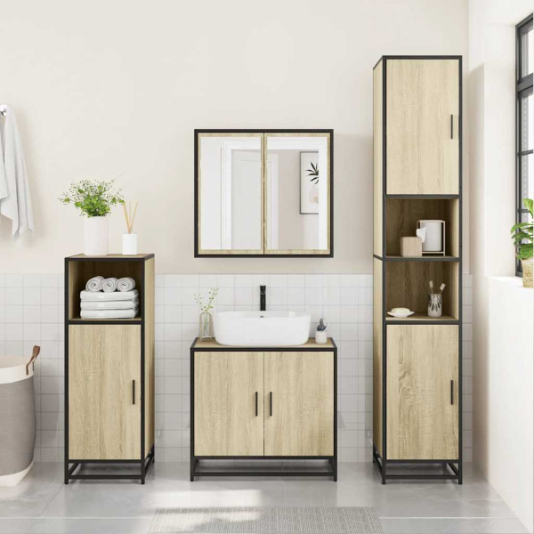 Armario de baño madera contrachapada roble Sonoma 35x37.5x100cm M 3