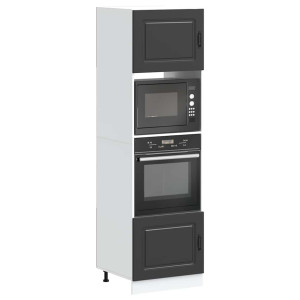 Armarios para horno 2 uds Lucca negra madera de ingeniería D