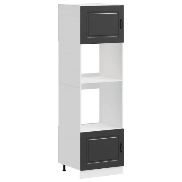 Armarios para horno 2 uds Lucca negra madera de ingeniería M 2