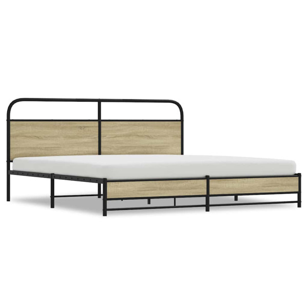 Estructura de cama sin colchón metal roble Sonoma 183x213 cm M 2