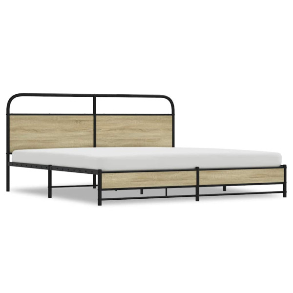 Estructura de cama sin colchón metal roble Sonoma 200x200 cm M 2