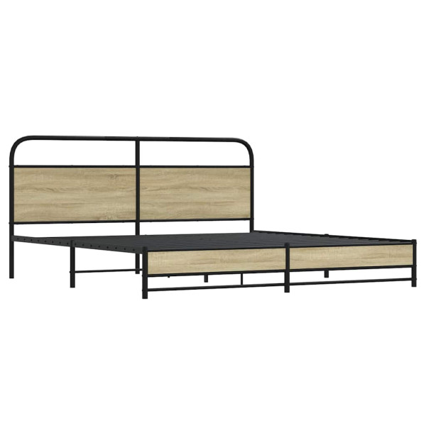 Estructura de cama sin colchón metal roble Sonoma 200x200 cm M 3