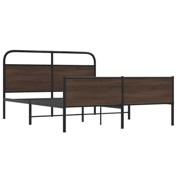 Estructura de cama sin colchón metal marrón roble 150x200 cm M 3