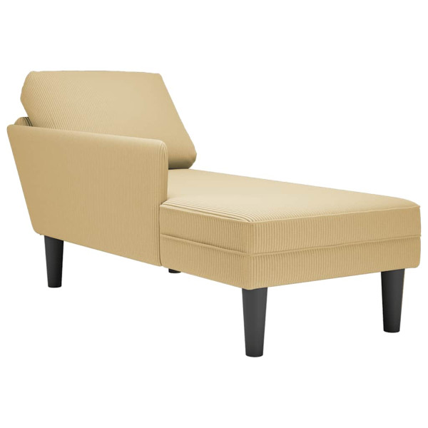 Chaise longue con cojín de tela de pana gris D