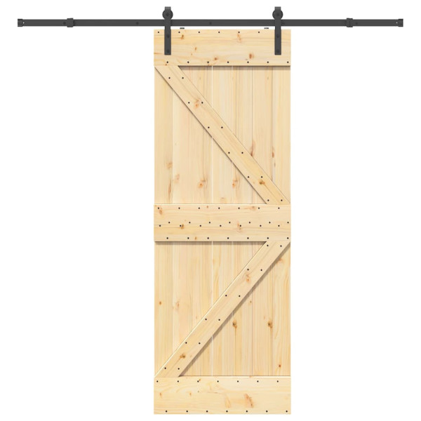 Puerta corredera con herrajes madera maciza de pino 70x210 cm D