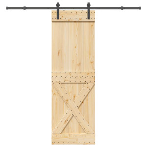 Puerta corredera con herrajes madera maciza de pino 70x210 cm D