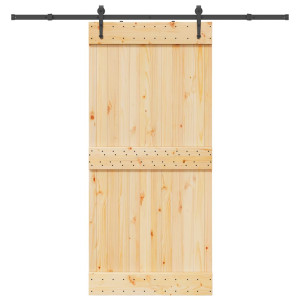 Puerta corredera con herrajes madera maciza de pino 95x210 cm D