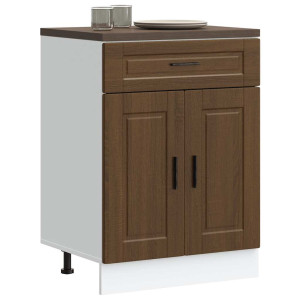 Mueble bajo de cocina porto roble marrón madera reconstituida D