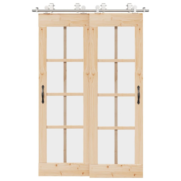 Kit de herrajes para puerta corredera 183 cm acero plateado D