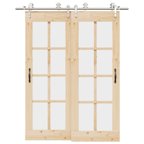 Kit de herrajes para puerta corredera 183 cm acero plateado D