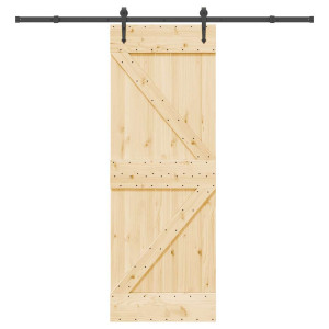 Puerta corredera con herrajes madera maciza de pino 70x210 cm D