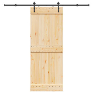 Puerta corredera con herrajes madera maciza de pino 80x210 cm D