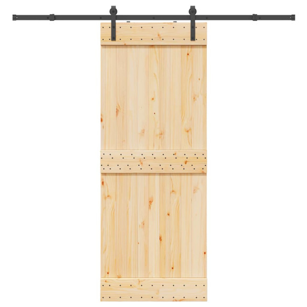 Puerta corredera con herrajes madera maciza de pino 80x210 cm D