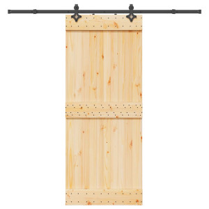 Puerta corredera con herrajes madera maciza de pino 85x210 cm D