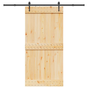 Puerta corredera con herrajes madera maciza de pino 100x210 cm D