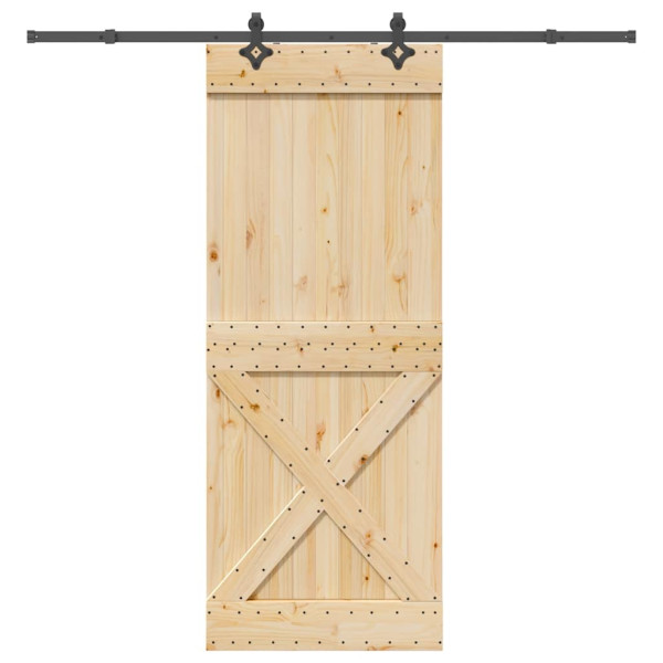 Puerta corredera con herrajes madera maciza de pino 90x210 cm D