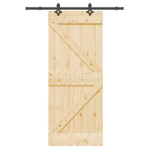 Puerta corredera con herrajes madera maciza de pino 85x210 cm D