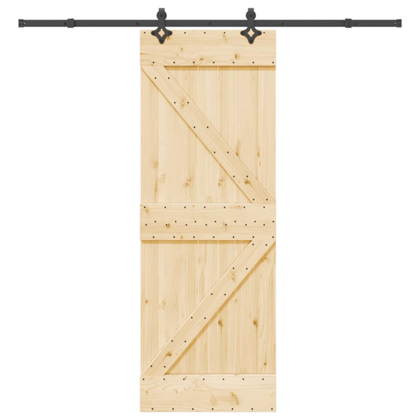 Puerta corredera con herrajes madera maciza de pino 70x210 cm D