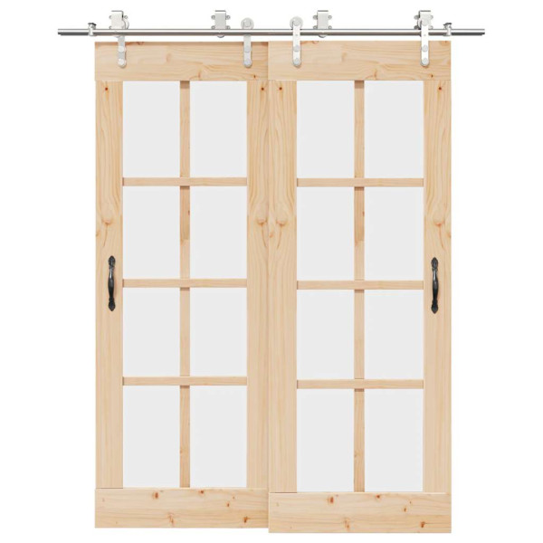 Kit de herrajes para puerta corredera 183 cm acero plateado D