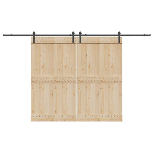 Kit de herrajes para puertas correderas acero negro 183 cm D
