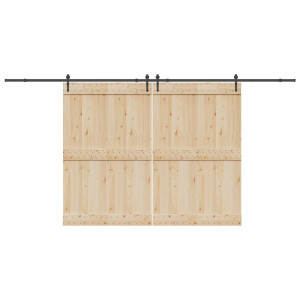 Kit de herrajes para puertas correderas acero negro 213.5 cm D