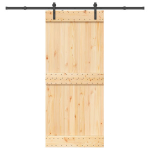 Puerta corredera con herrajes madera maciza de pino 90x210 cm D