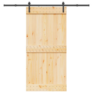 Puerta corredera con herrajes madera maciza de pino 100x210 cm D