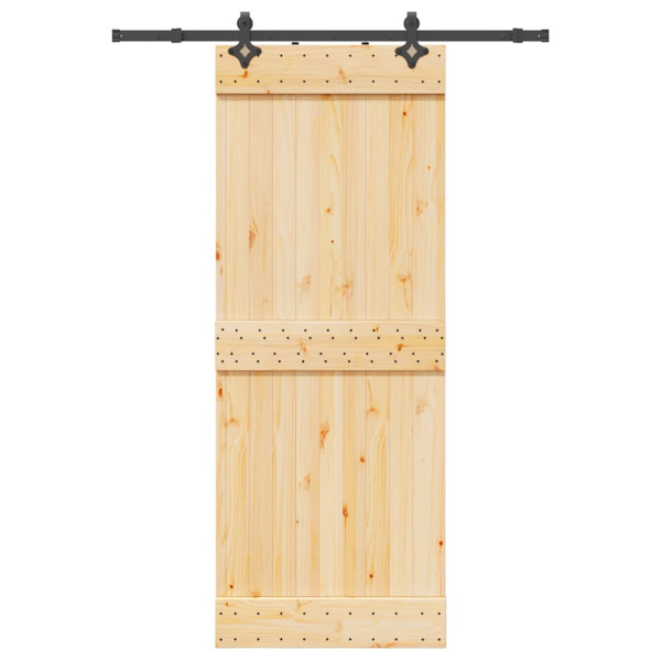 Puerta corredera con herrajes madera maciza de pino 80x210 cm D