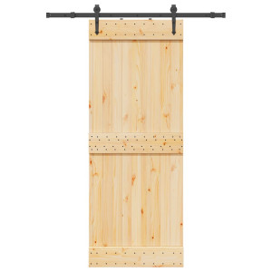 Puerta corredera con herrajes madera maciza de pino 80x210 cm D