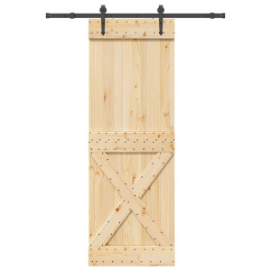 Puerta corredera con herrajes madera maciza de pino 80x210 cm D