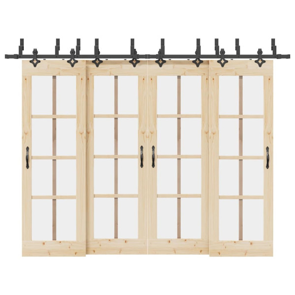 Kit de herrajes para puertas correderas acero negro 152.5 cm D