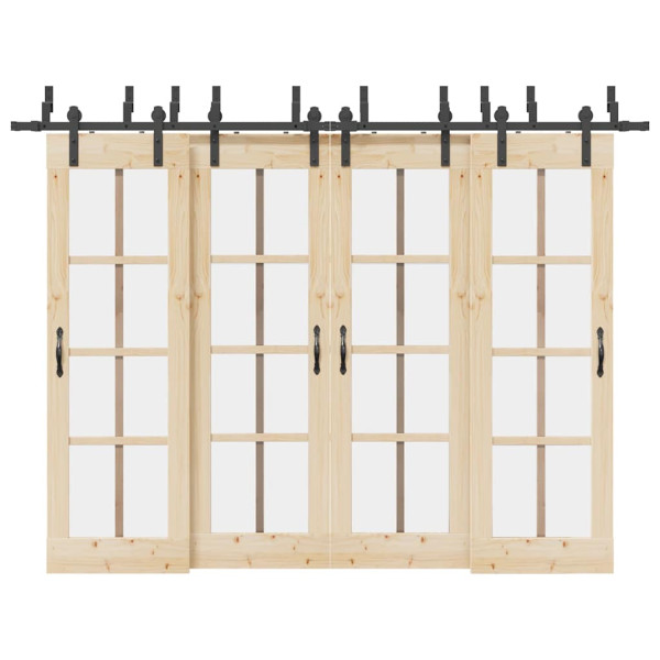 Kit de herrajes para puertas correderas acero negro 152.5 cm D