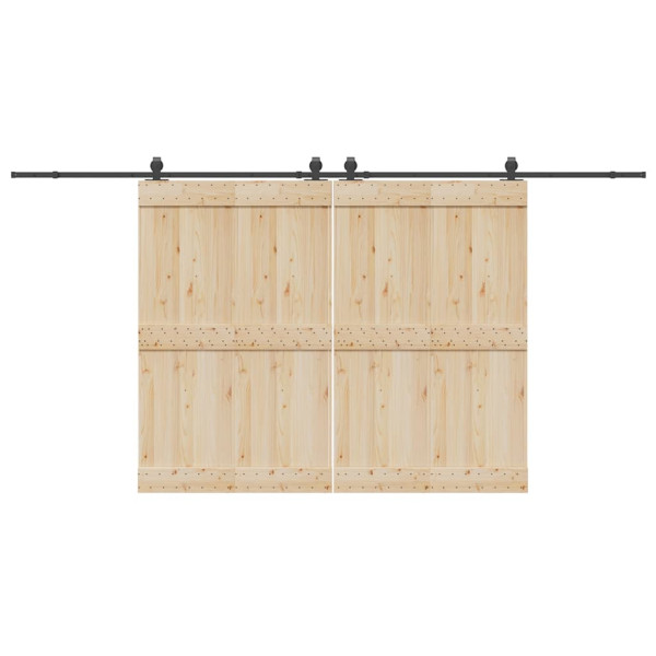 Kit de herrajes para puertas correderas acero negro 213 cm D