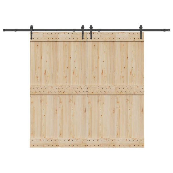 Kit de herrajes para puertas correderas acero negro 152.5 cm D