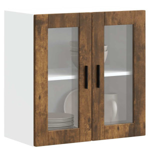 Armario de pared para cocina puerta cristal Porto roble ahumado D