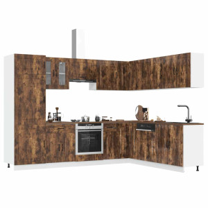Mueble cocina Kalmar roble ahumado 14 pzas madera contrachapada D
