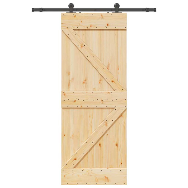 Puerta corredera con herrajes madera maciza de pino 80x210 cm D