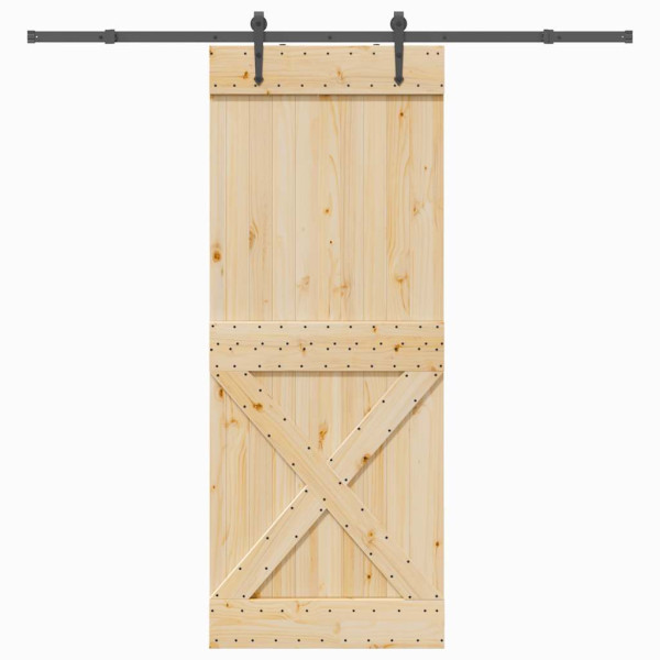 Puerta corredera con herrajes madera maciza de pino 90x210 cm D