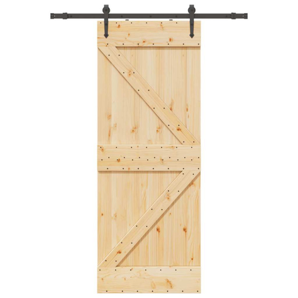 Puerta corredera con herrajes madera maciza de pino 80x210 cm D