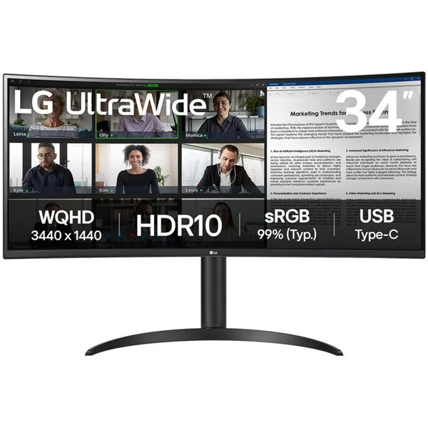 Monitor Profesional LG 34" VA 34WR55QK-B negro D