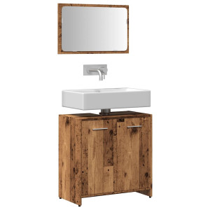 Mueble de baño con espejo de madera antigua madera ingeniería D